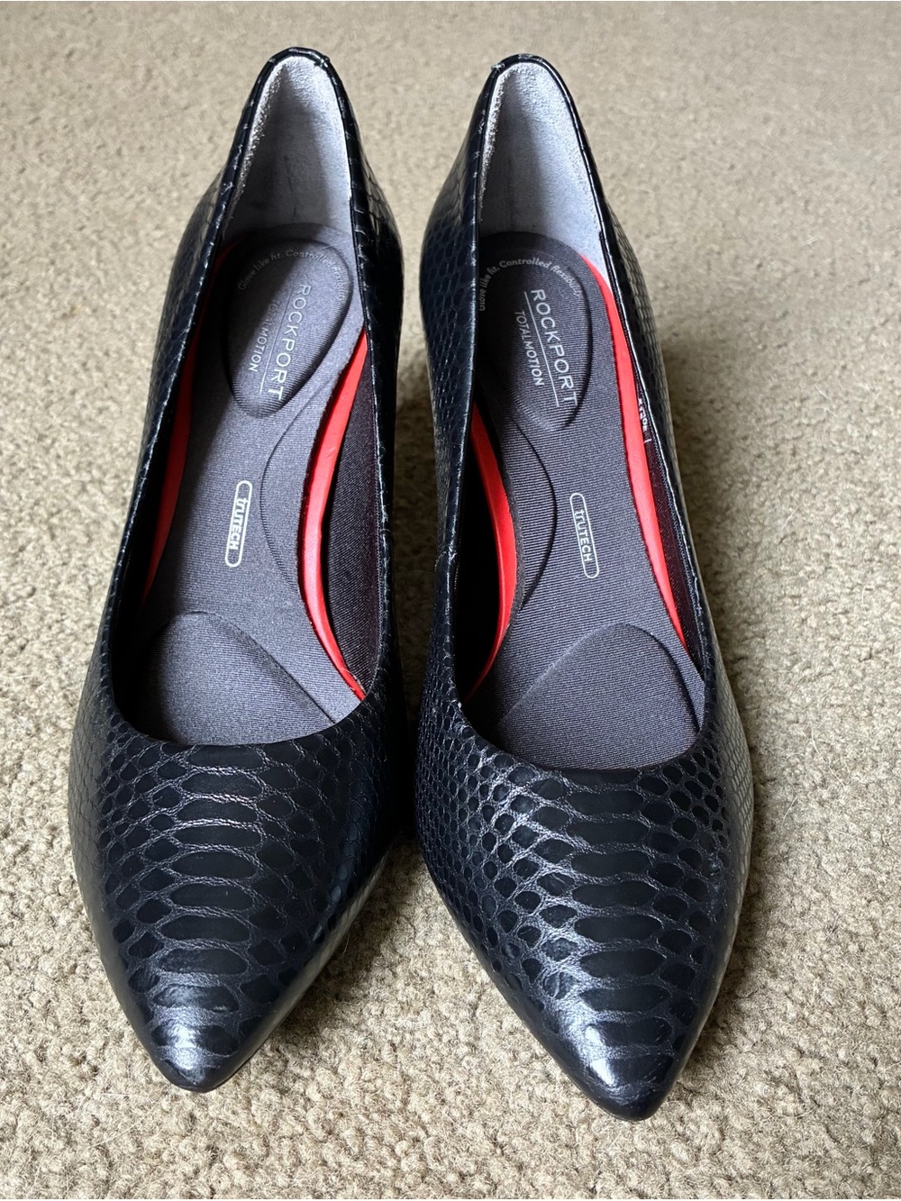 Rockport Black Leather High Heels Snakeskin Pointed-Toe Pumps Shoes Size 6.5 - Picture 4 of 13